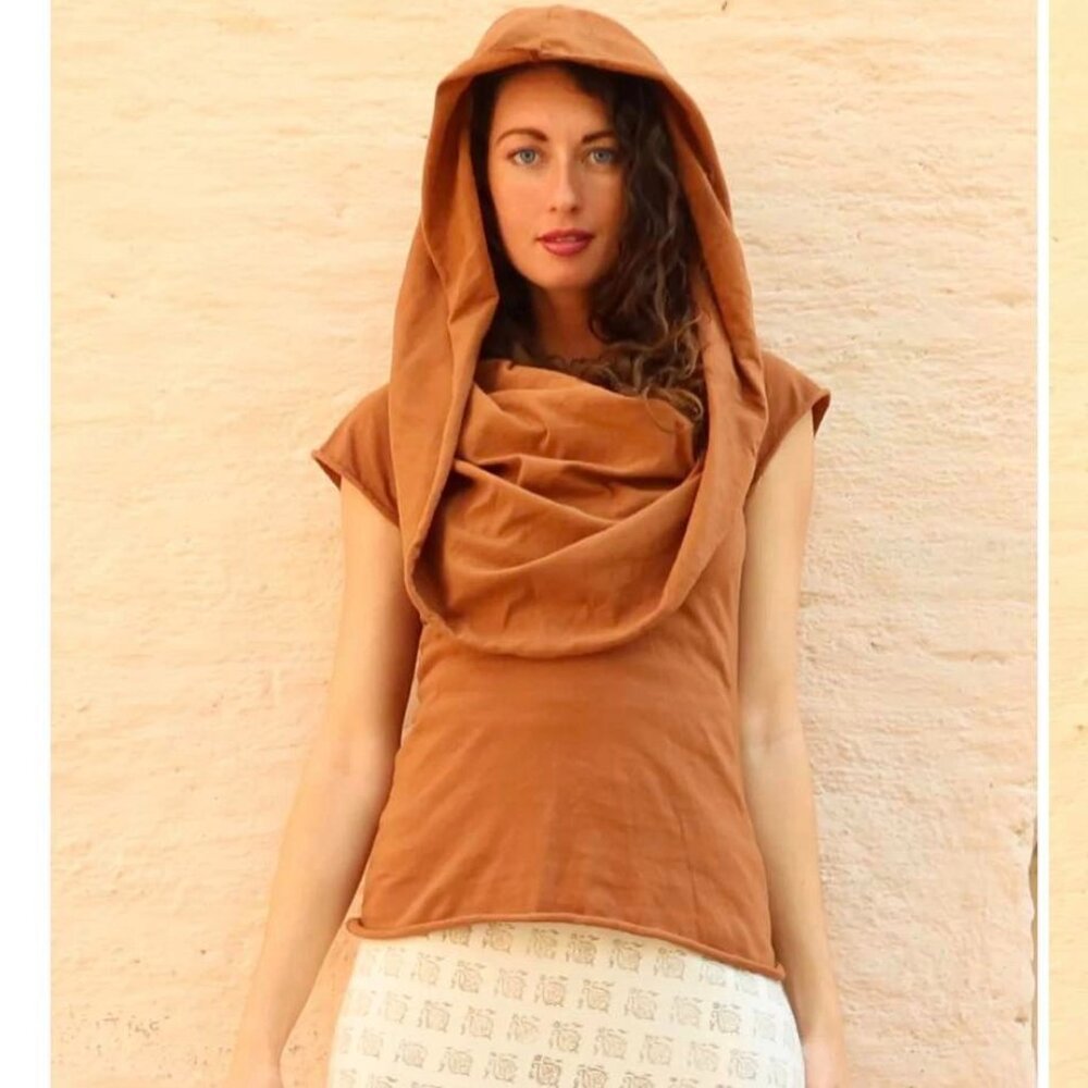 Gaia Conceptions - Ama Cowl Simplicity Top - Large - Squash -Cotton Knit